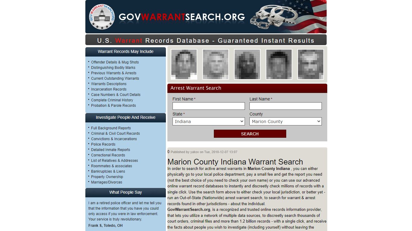 Marion County Indiana | Warrant Search
